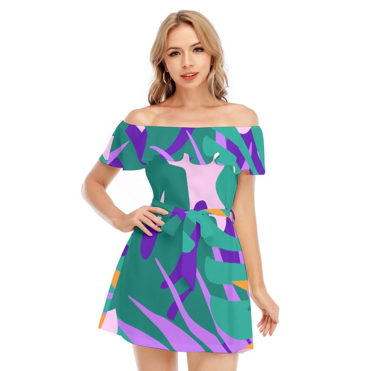 Off-Shoulder Dress With Ruffle