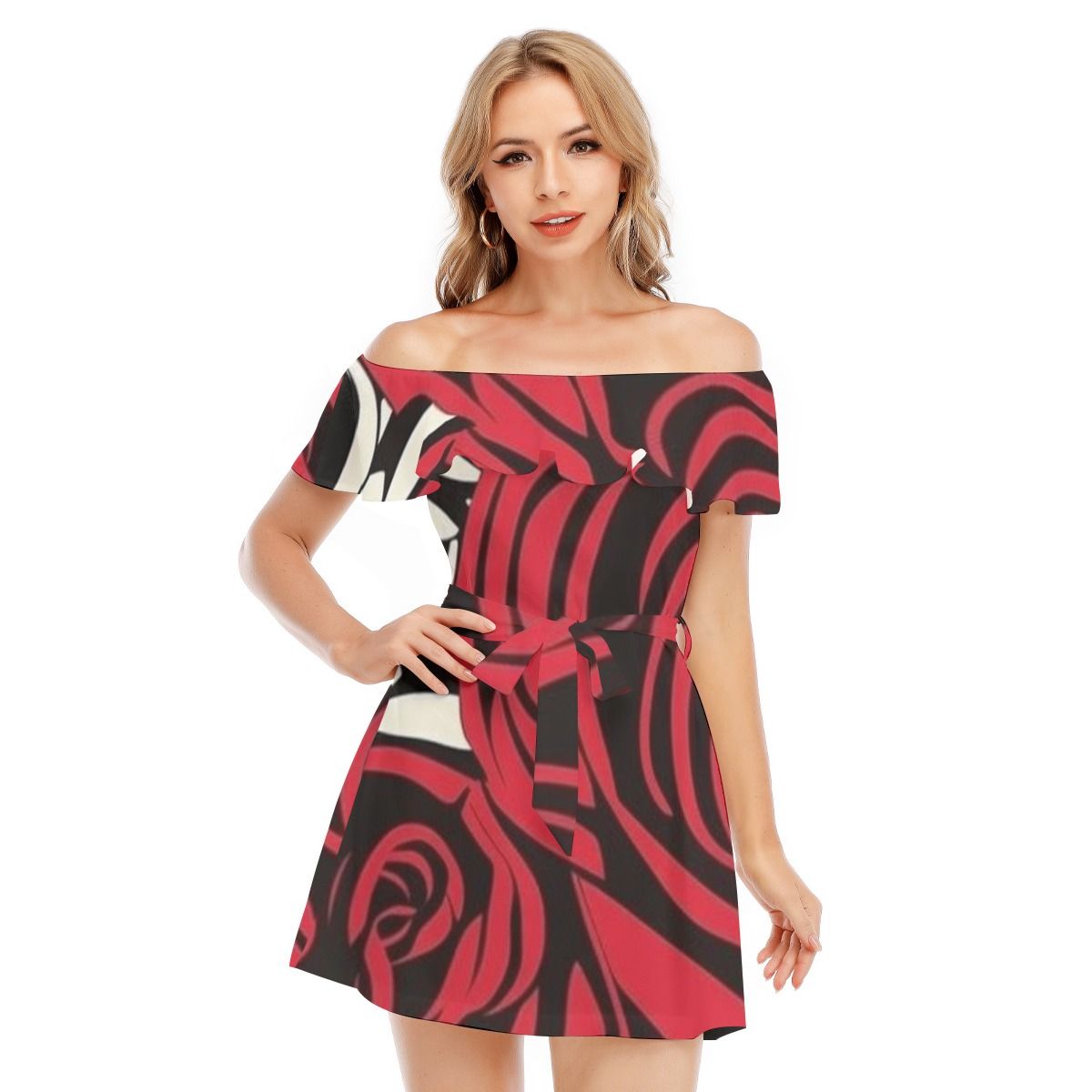Off-Shoulder Dress With Ruffle