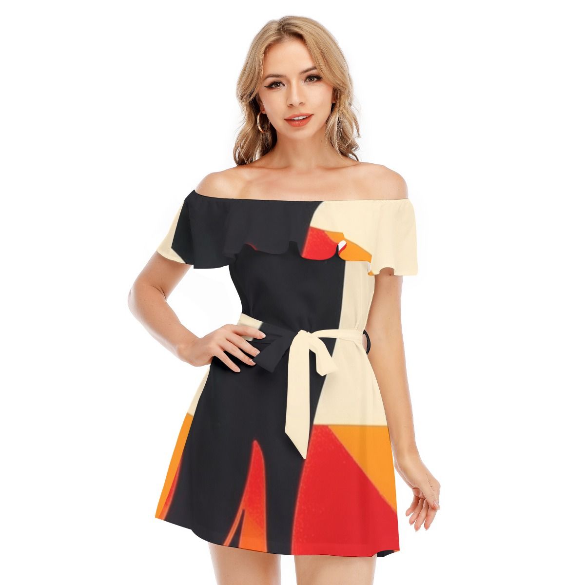 Off-Shoulder Dress With Ruffle