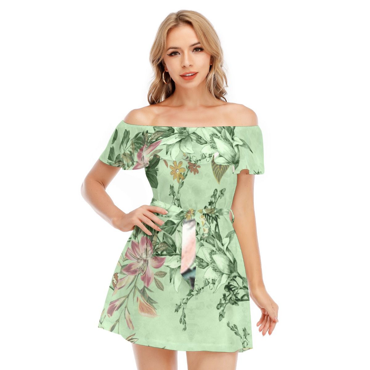 Off-Shoulder Dress With Ruffle