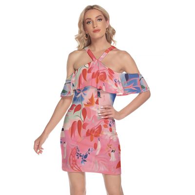 Cold Shoulder Cami Dress With Ruffle