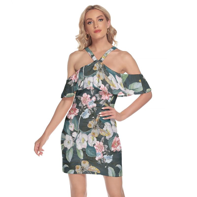 Cold Shoulder Cami Dress With Ruffle