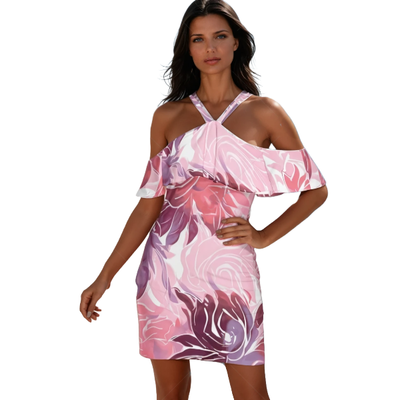 Cold Shoulder Cami Dress With Ruffle