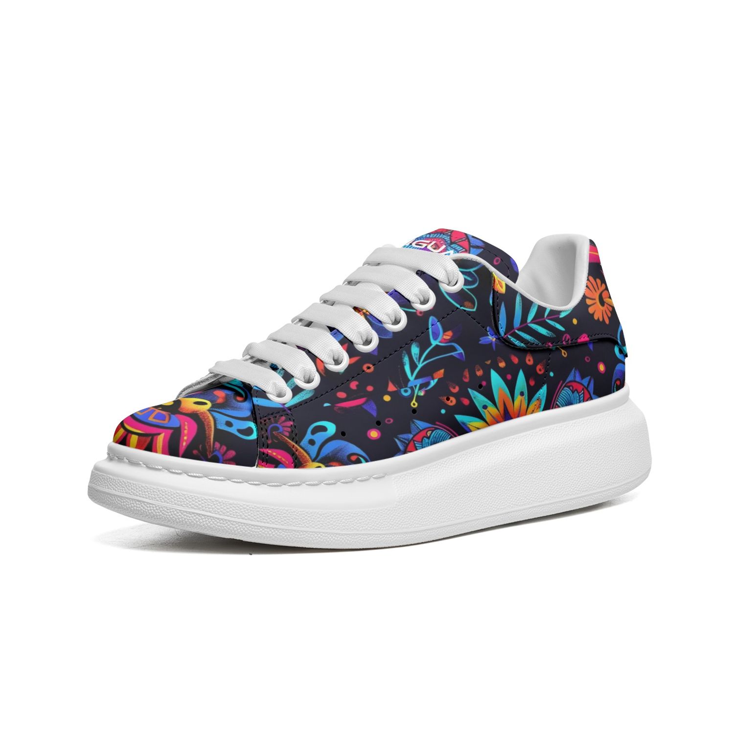 Unisex Non Slip Lace Up PU Leather Sneakers