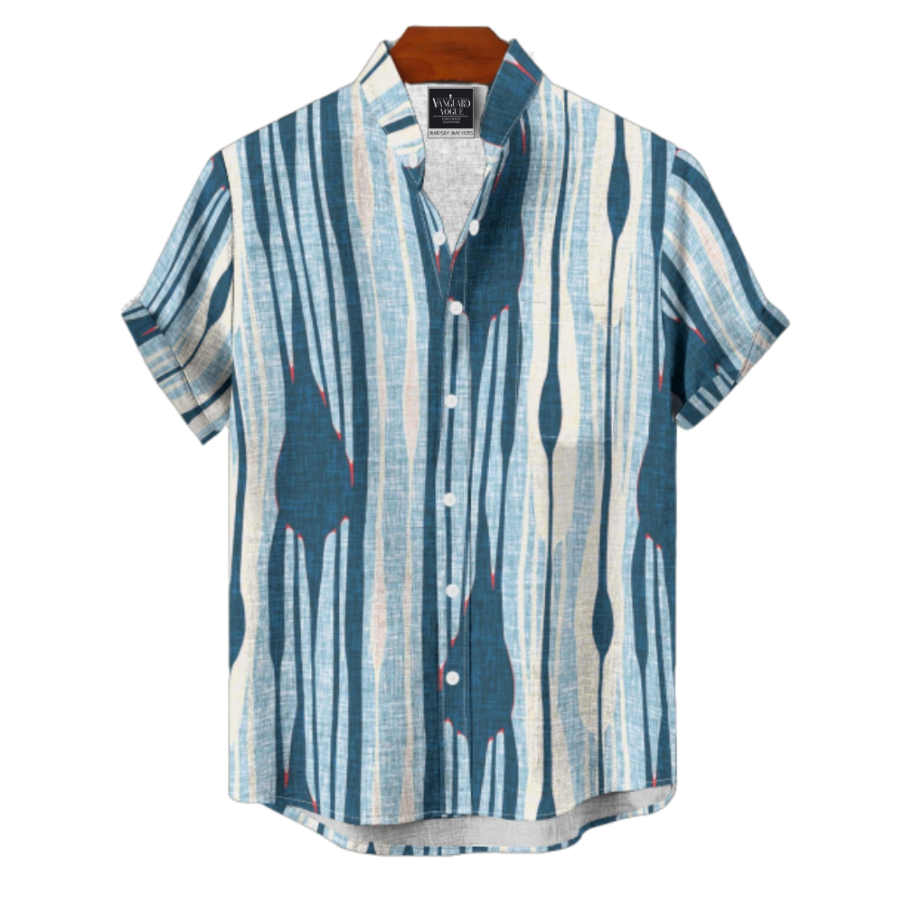 Men&#39;s Cotton Stand Collar Shirt