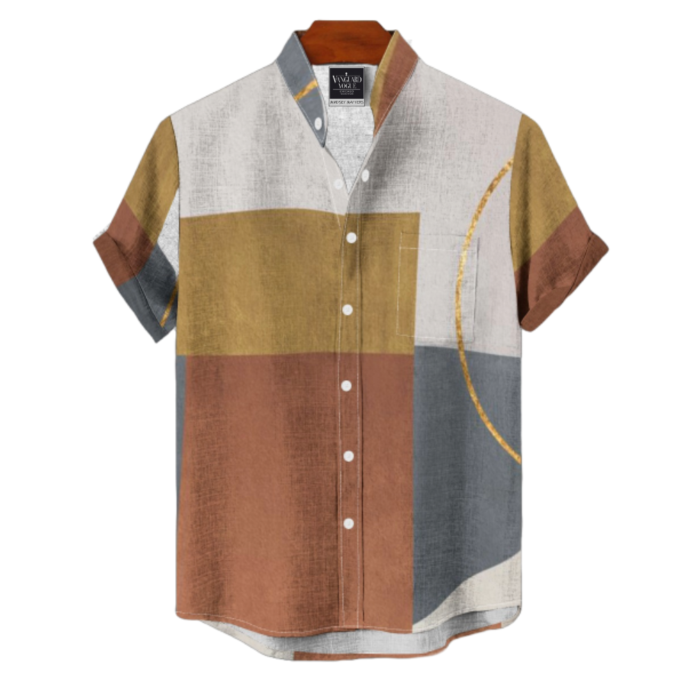 Men&#39;s Cotton Stand Collar Shirt