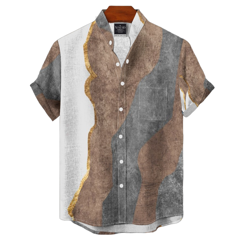 Men&#39;s Cotton Stand Collar Shirt