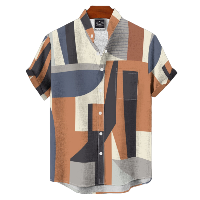 Men&#39;s Cotton Stand Collar Shirt