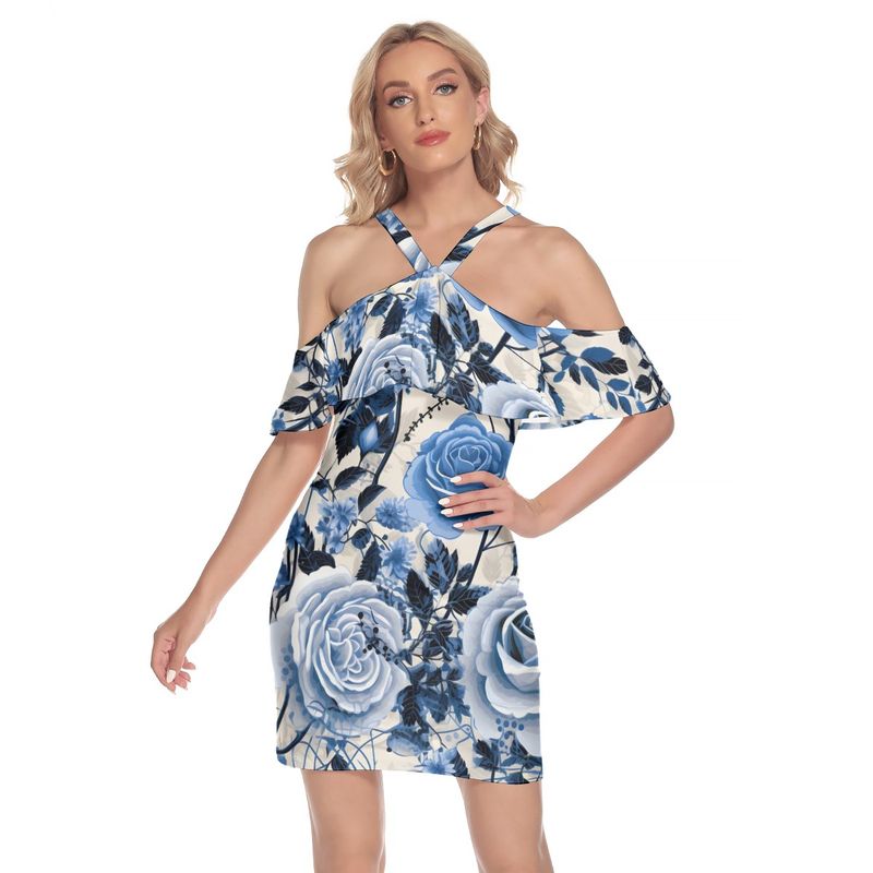 Cold Shoulder Cami Dress With Ruffle