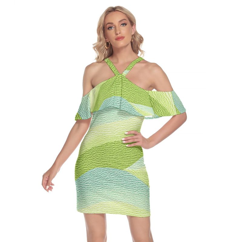 Cold Shoulder Cami Dress With Ruffle