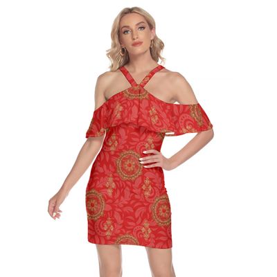 Cold Shoulder Cami Dress With Ruffle