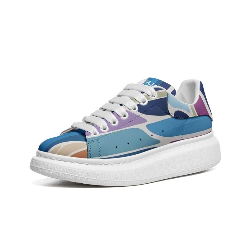 Unisex Non Slip Lace Up Faux Leather Sneakers