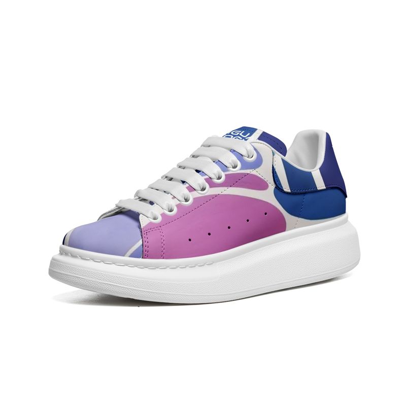 Unisex Non Slip Lace Up PU Leather Sneakers