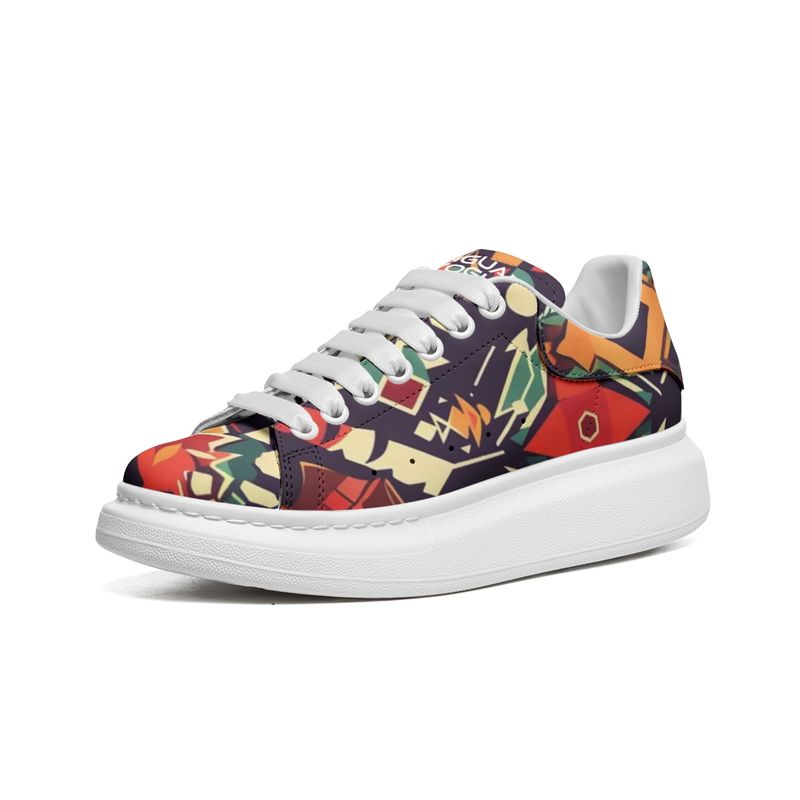 Unisex Non Slip Lace Up PU Leather Sneakers