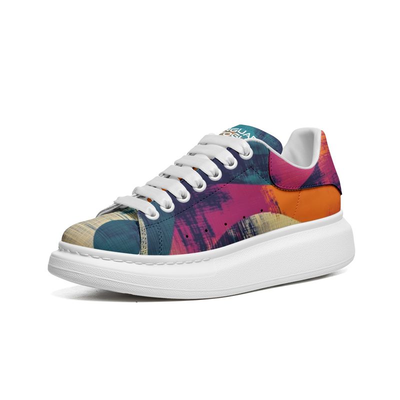 Unisex Non Slip Lace Up PU Leather Sneakers