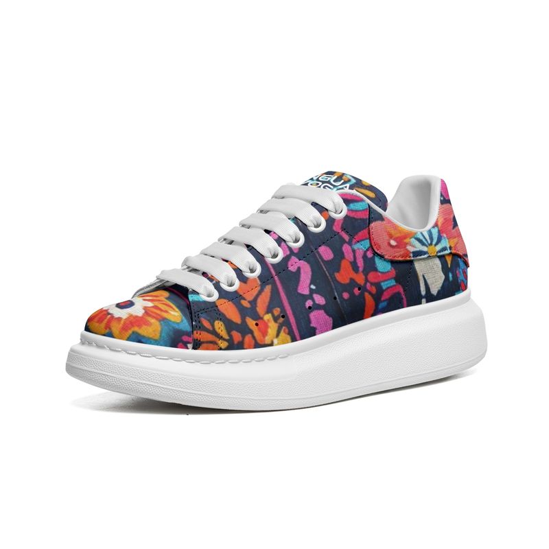 Unisex Non Slip Lace Up PU Leather Sneakers