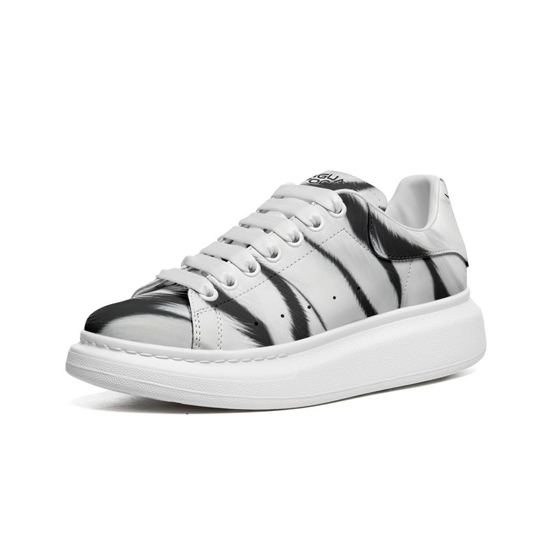 Unisex Non Slip Lace Up PU Leather Sneakers