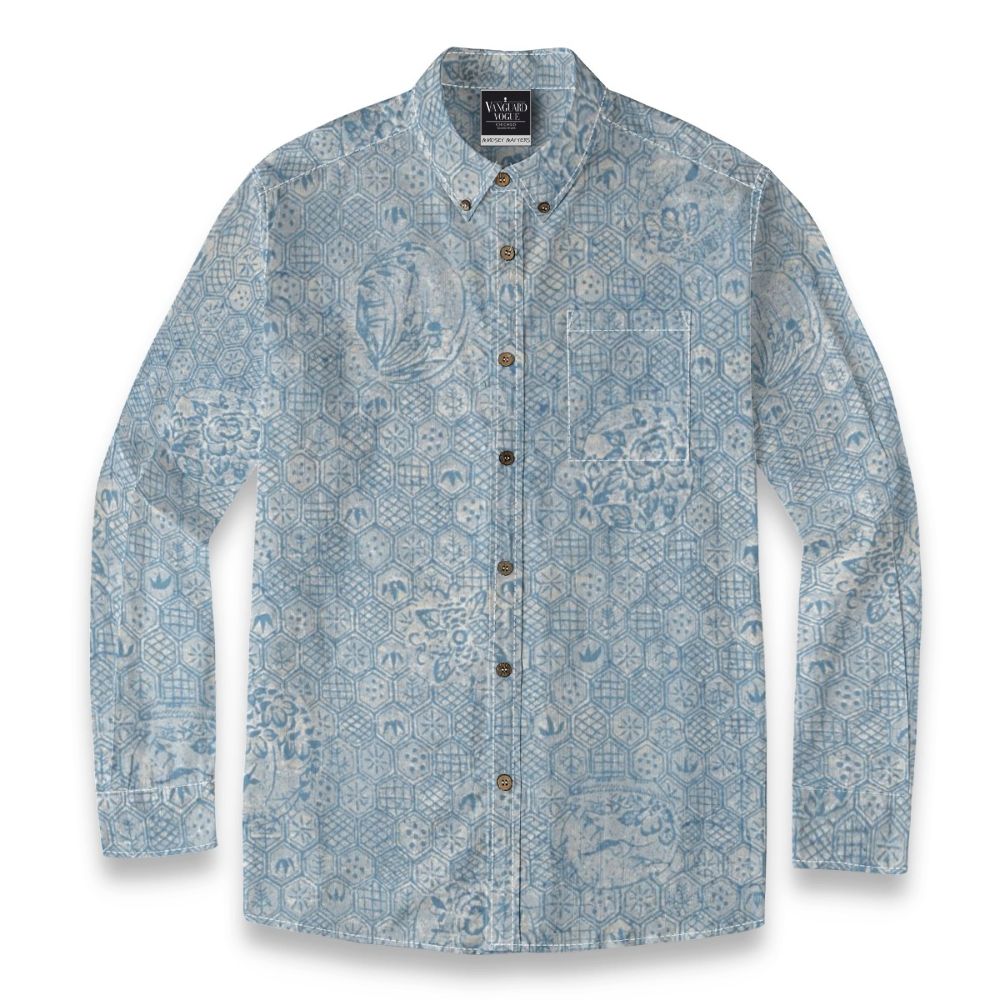 Men&#39;s Cotton Casual Lapel Long Sleeve Shirt