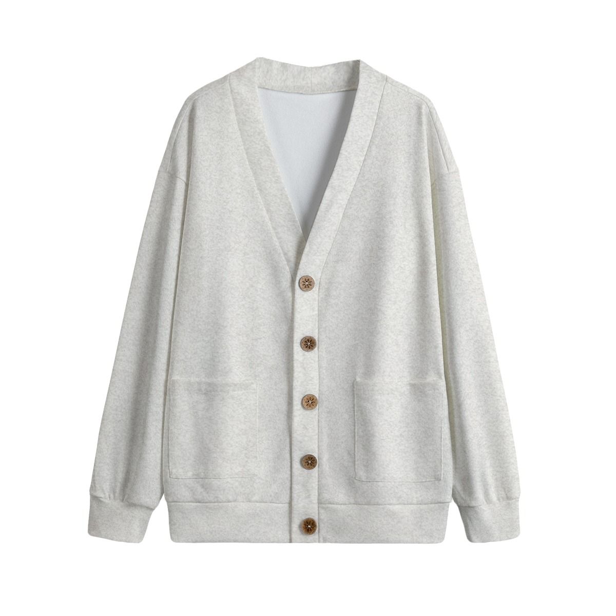 Unisex V-Neck Knitted Fleece Cardigan