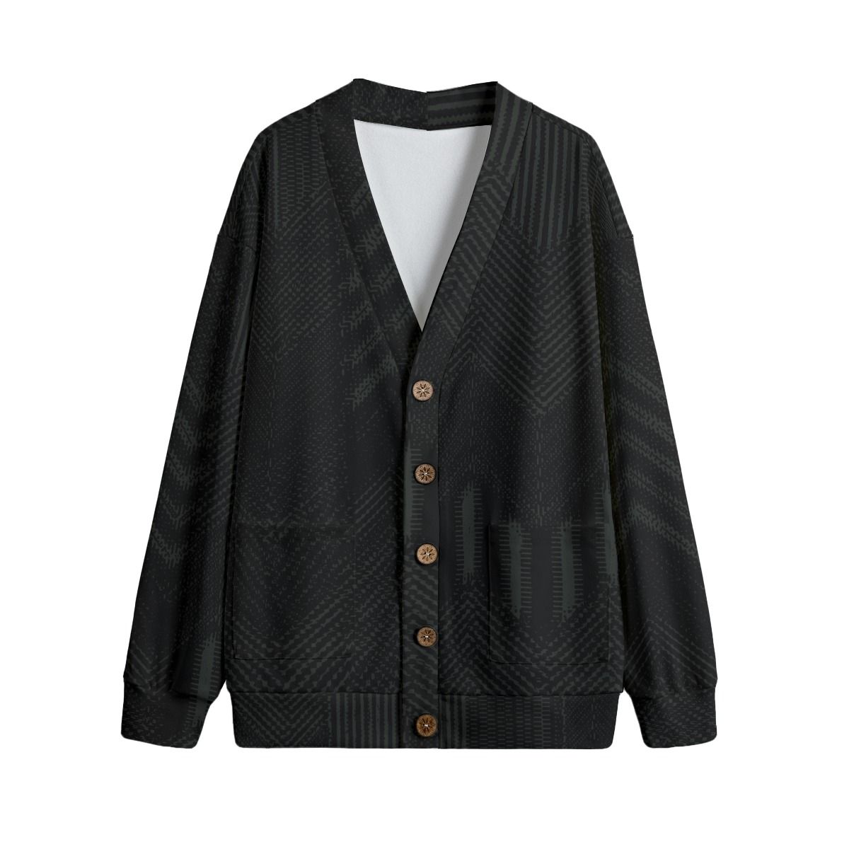 Unisex V-Neck Knitted Fleece Cardigan