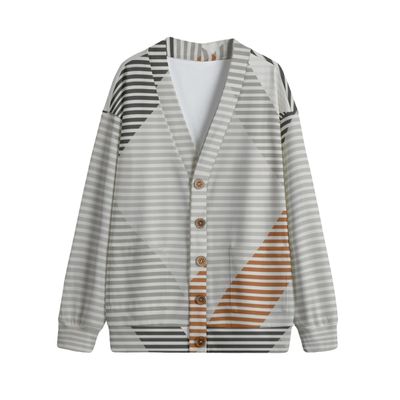 Unisex V-Neck Knitted Fleece Cardigan