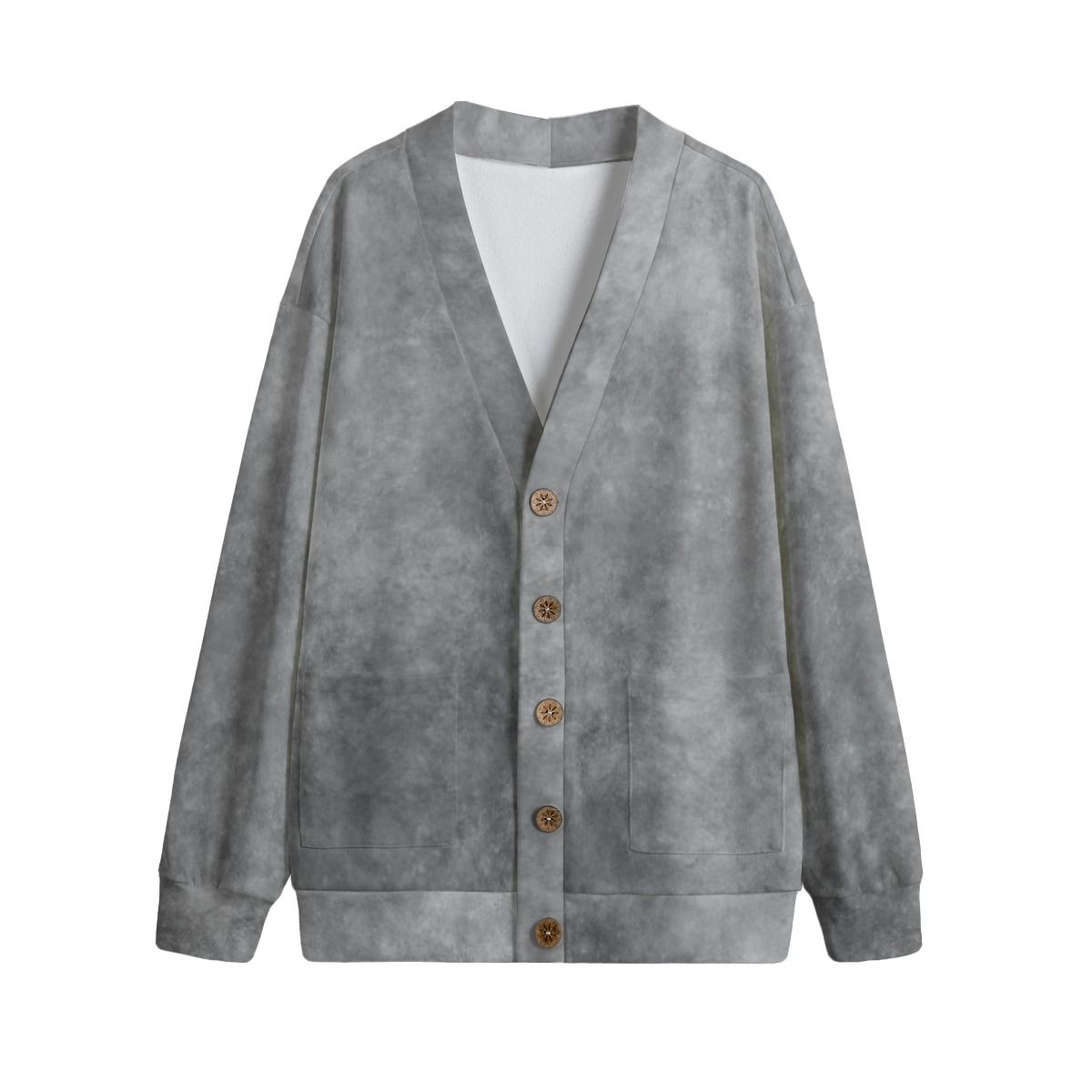 Unisex V-Neck Knitted Fleece Cardigan