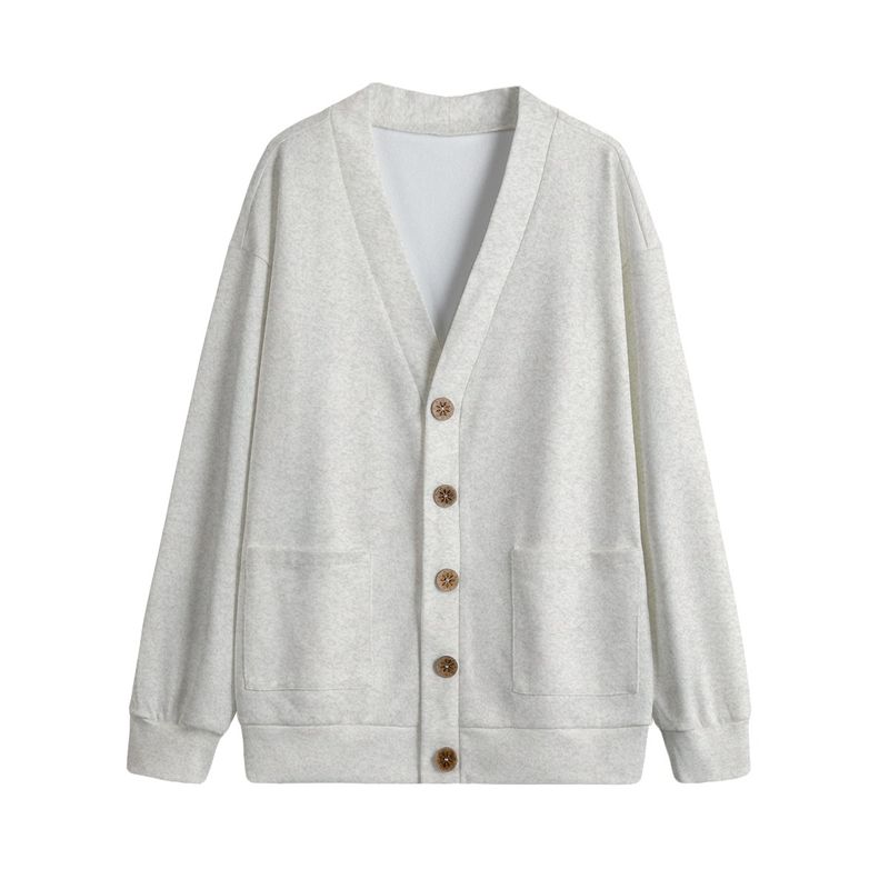 Unisex V-Neck Knitted Fleece Cardigan