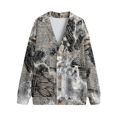 Unisex V-Neck Knitted Fleece Cardigan