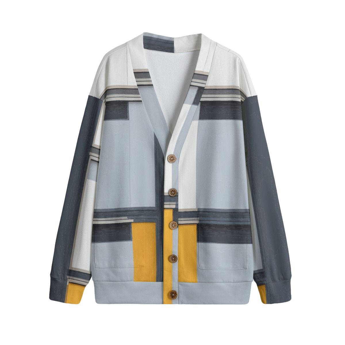 Unisex V-Neck Knitted Fleece Cardigan