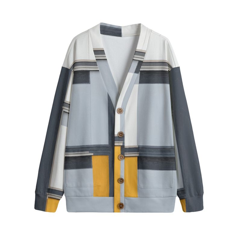 Unisex V-Neck Knitted Fleece Cardigan