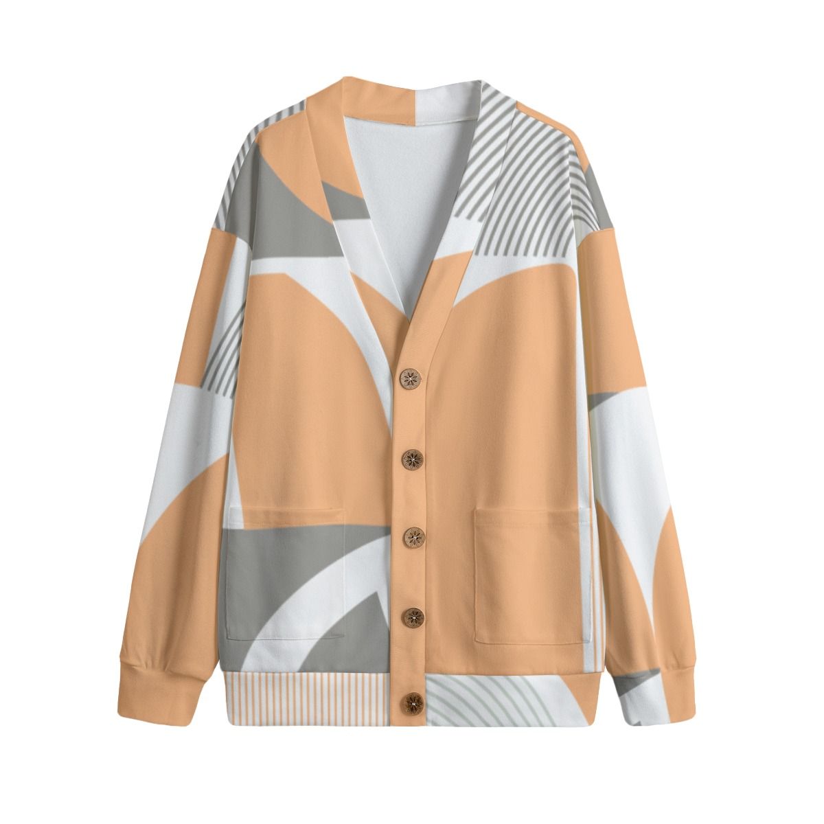 Unisex V-Neck Knitted Fleece Cardigan