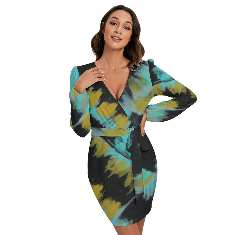 Women&#39;s Long Slv Dress With Waist Belt