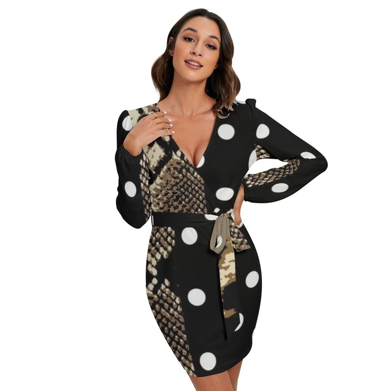 Women&#39;s Long Slv Dress With Waist Belt