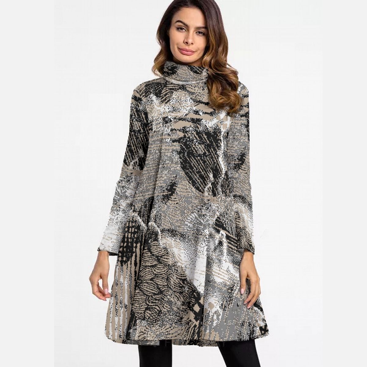 Women&#39;s Turtle Neck Long Sleeve Dress