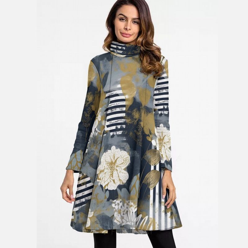 Women&#39;s Turtleneck Long Sleeve Dress