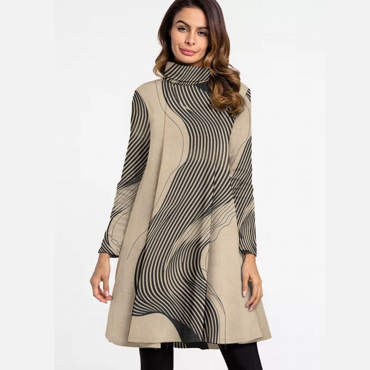 Women&#39;s Turtle Neck Long Sleeve Dress