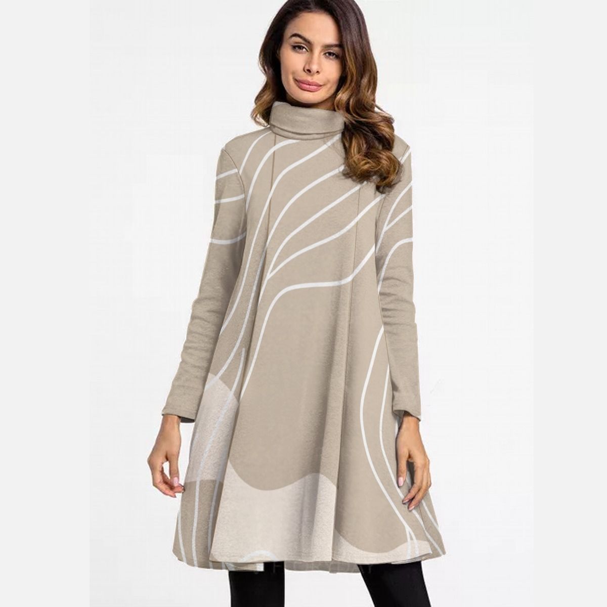 Women&#39;s Turtle Neck Long Sleeve Dress