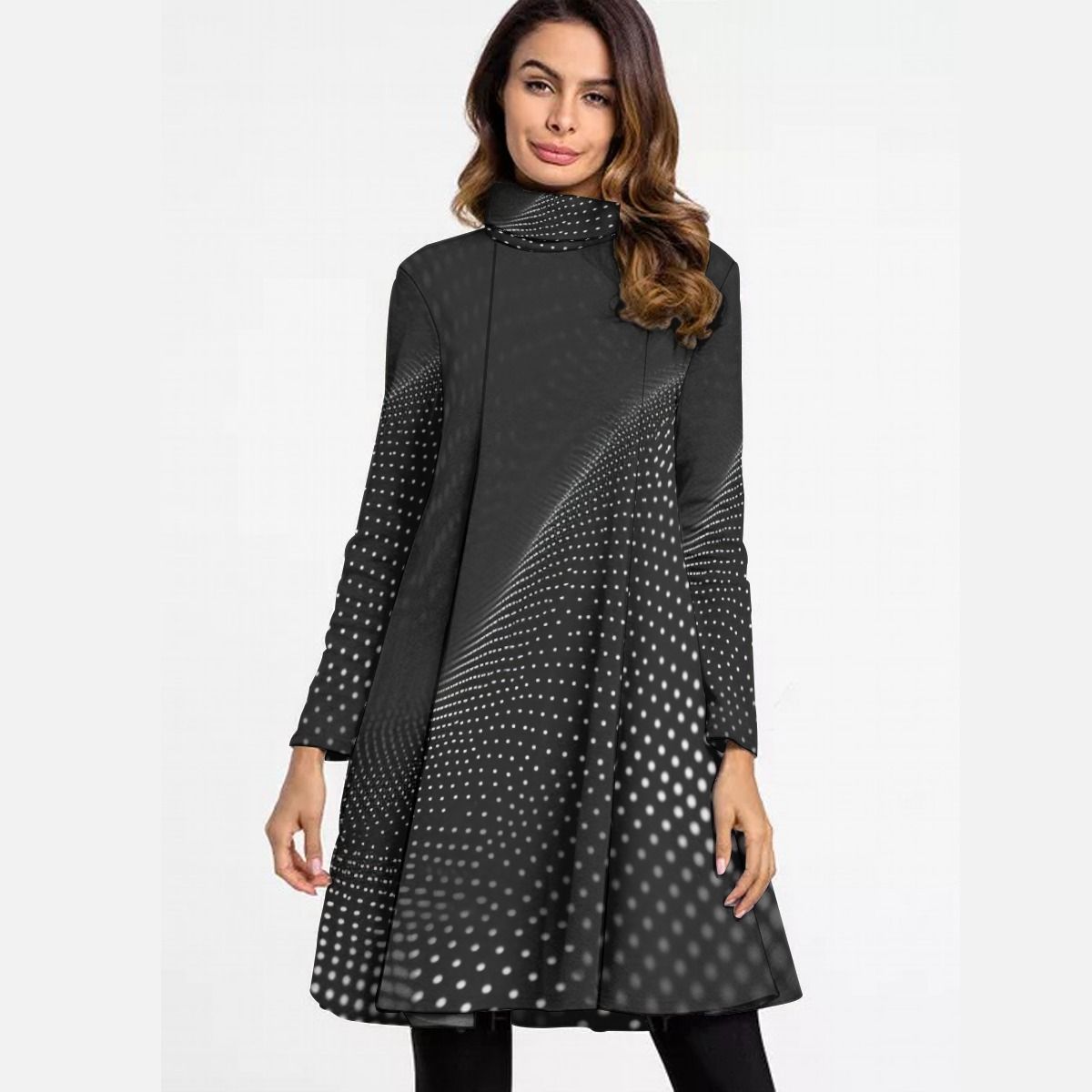 Women&#39;s Turtle Neck Long Sleeve Dress
