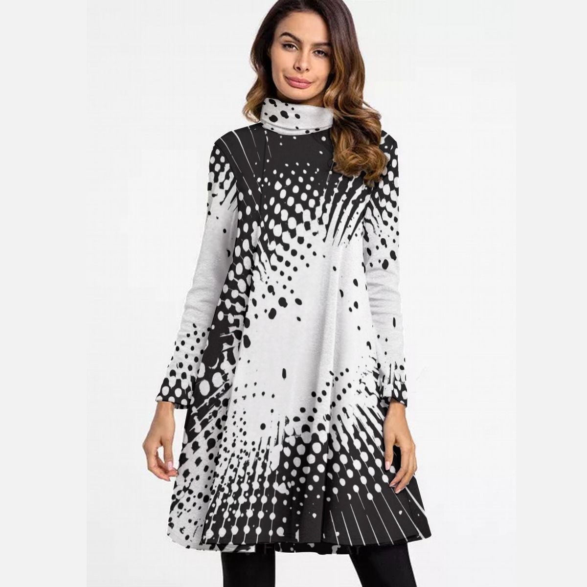 Women&#39;s Turtle Neck Long Sleeve Dress