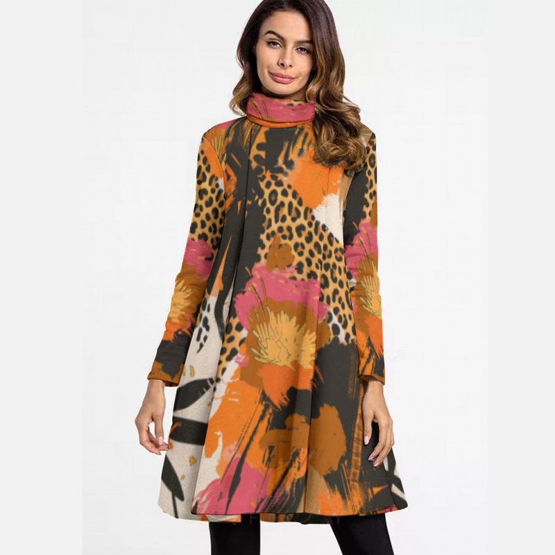 Women&#39;s Turtleneck Long Sleeve Dress