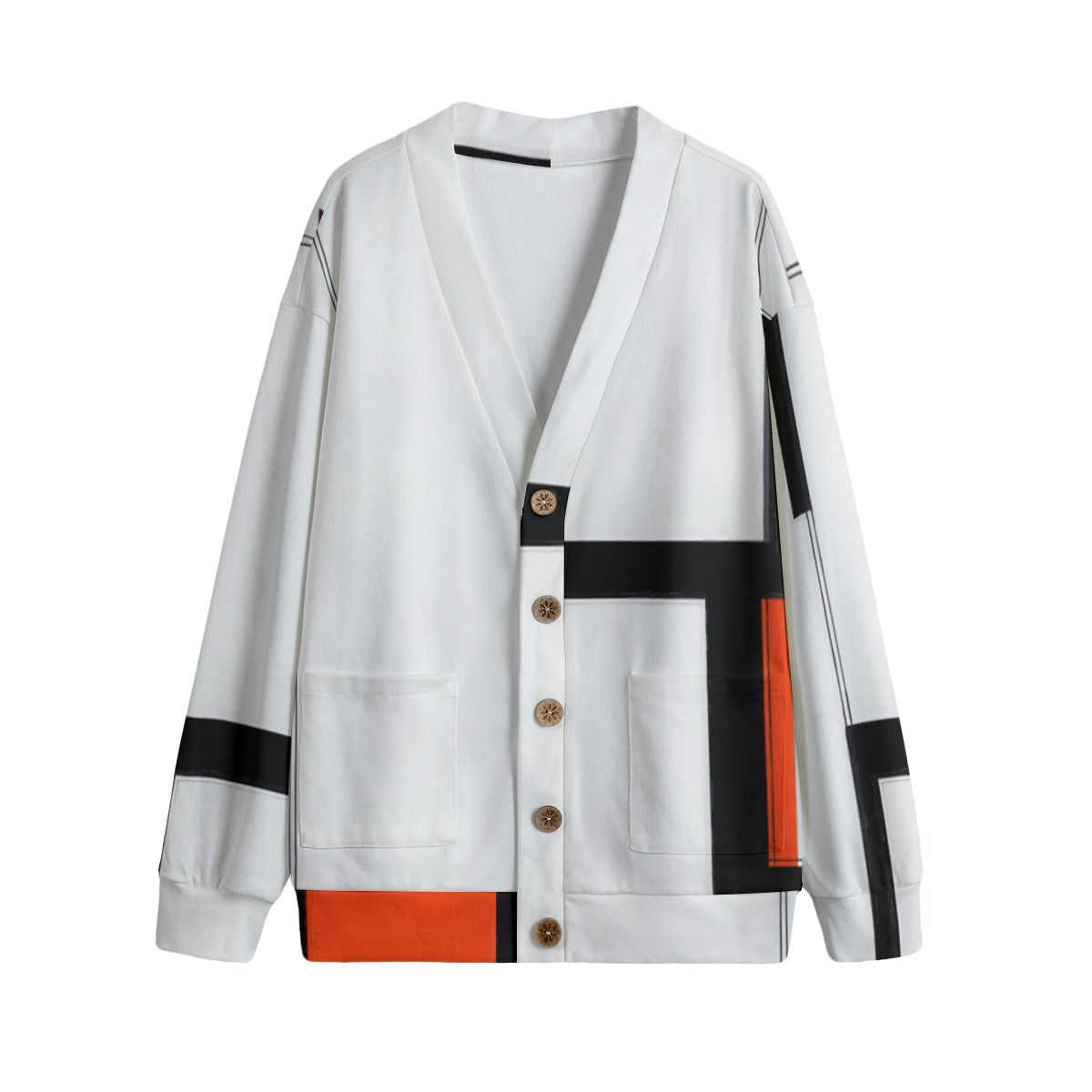Unisex V-Neck Knitted Fleece Cardigan