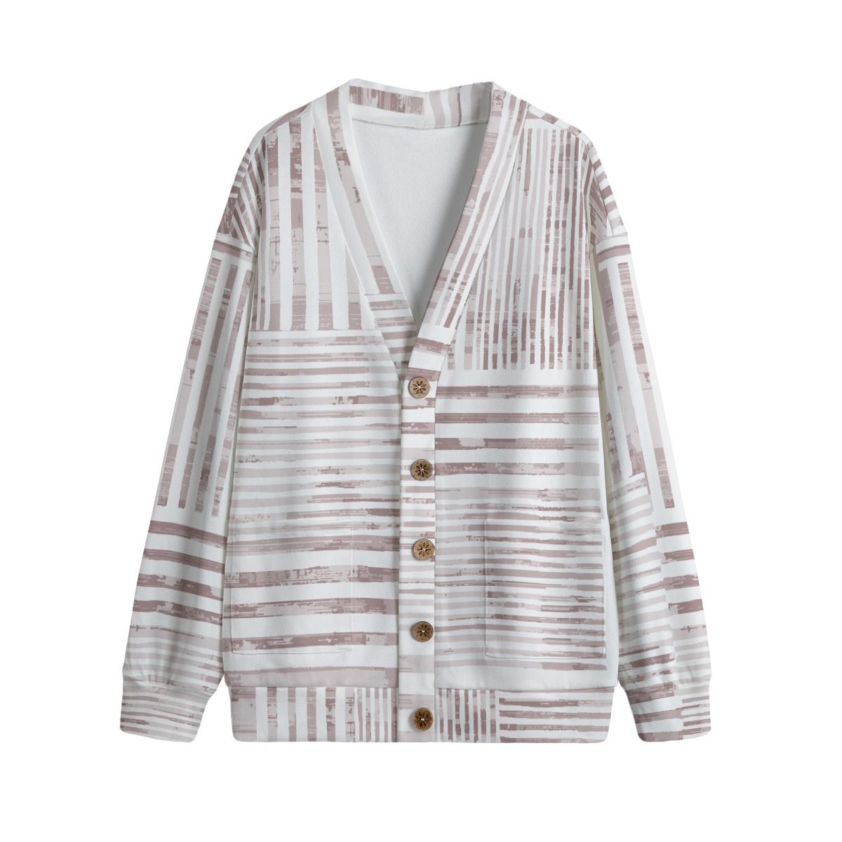 Unisex V-Neck Knitted Fleece Cardigan