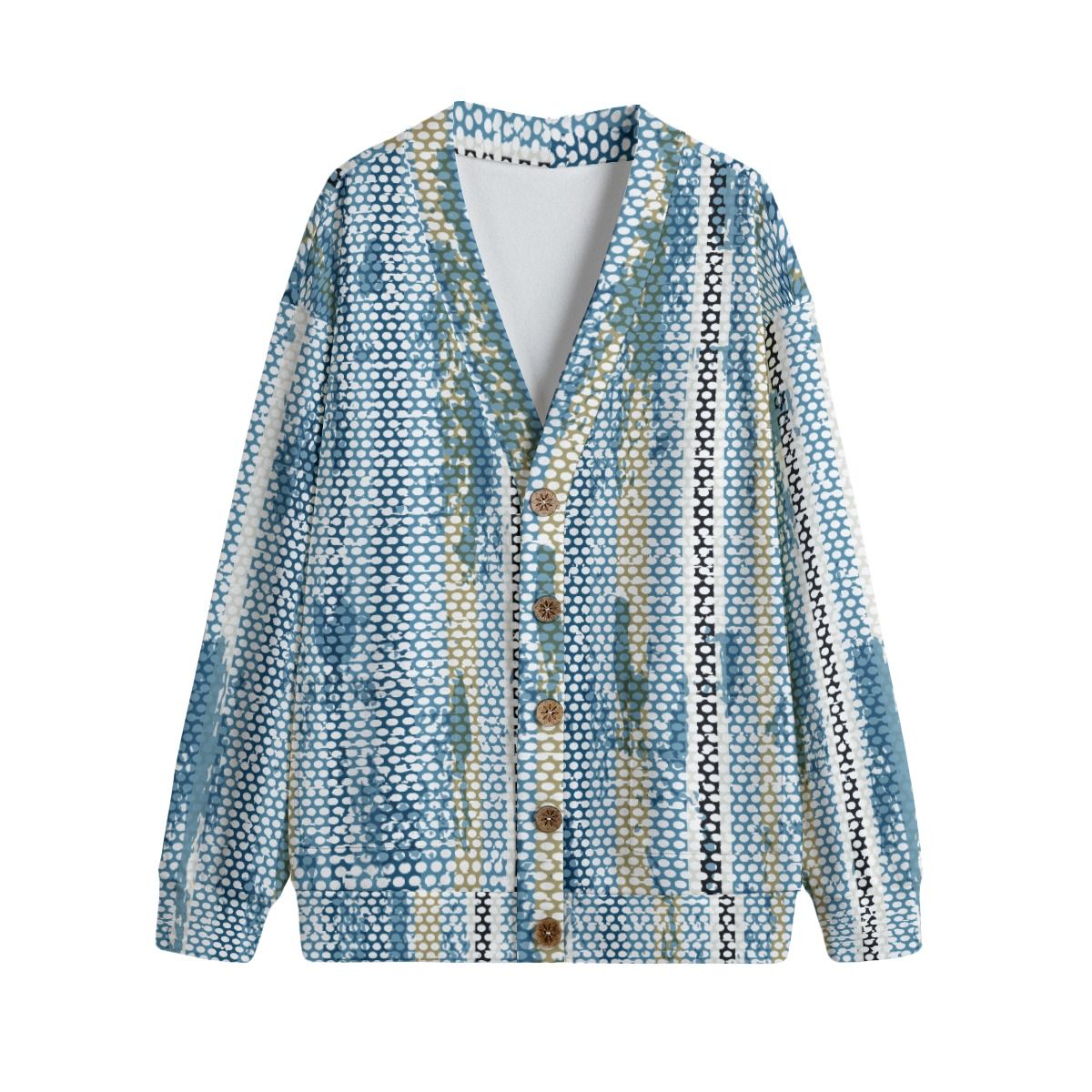Unisex V-Neck Knitted Fleece Cardigan