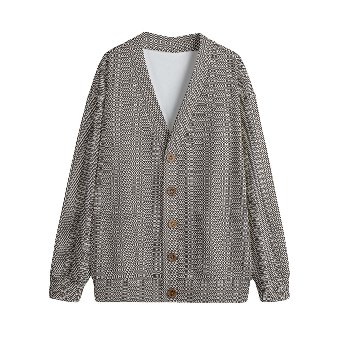 Unisex V-Neck Knitted Fleece Cardigan