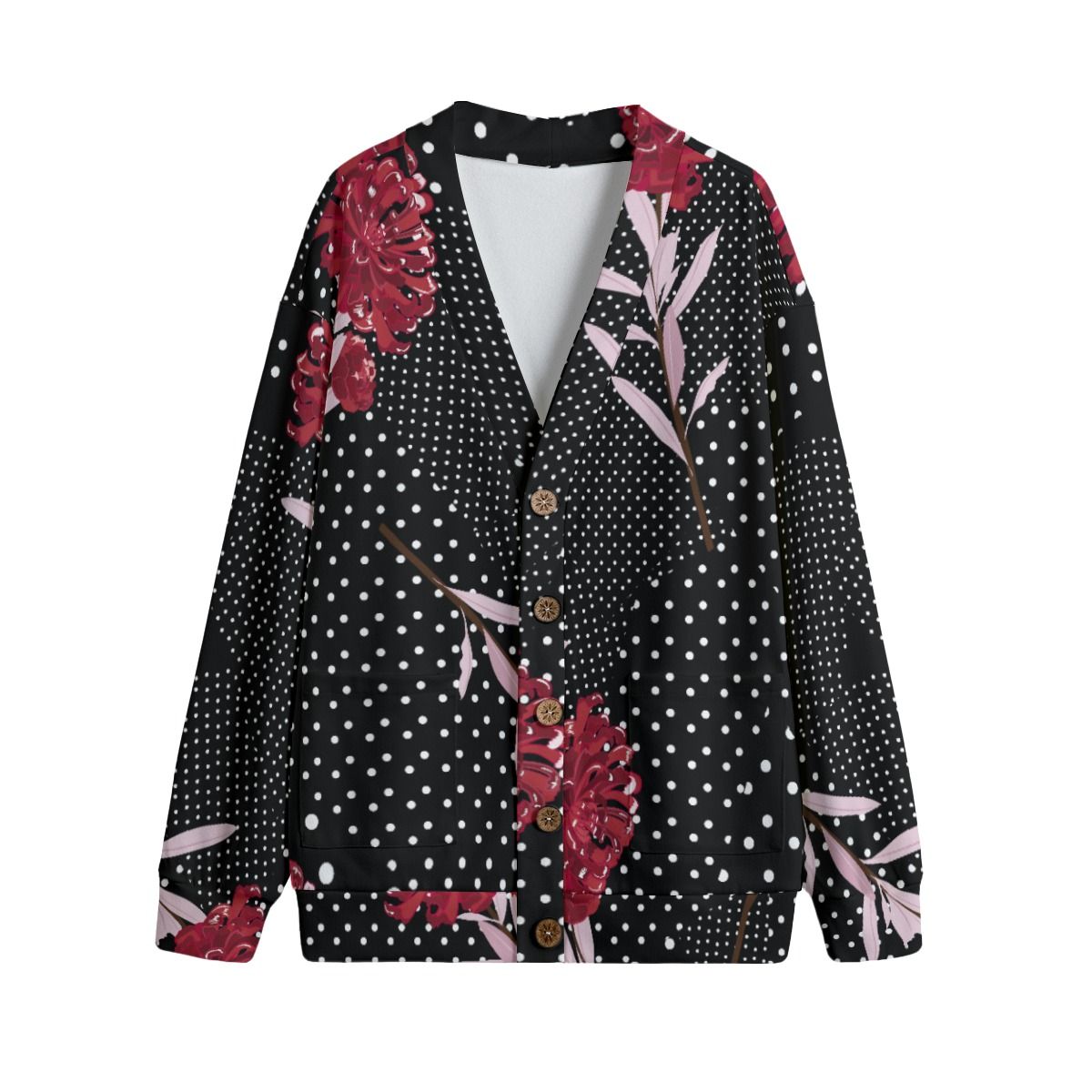 Unisex V-Neck Knitted Fleece Cardigan