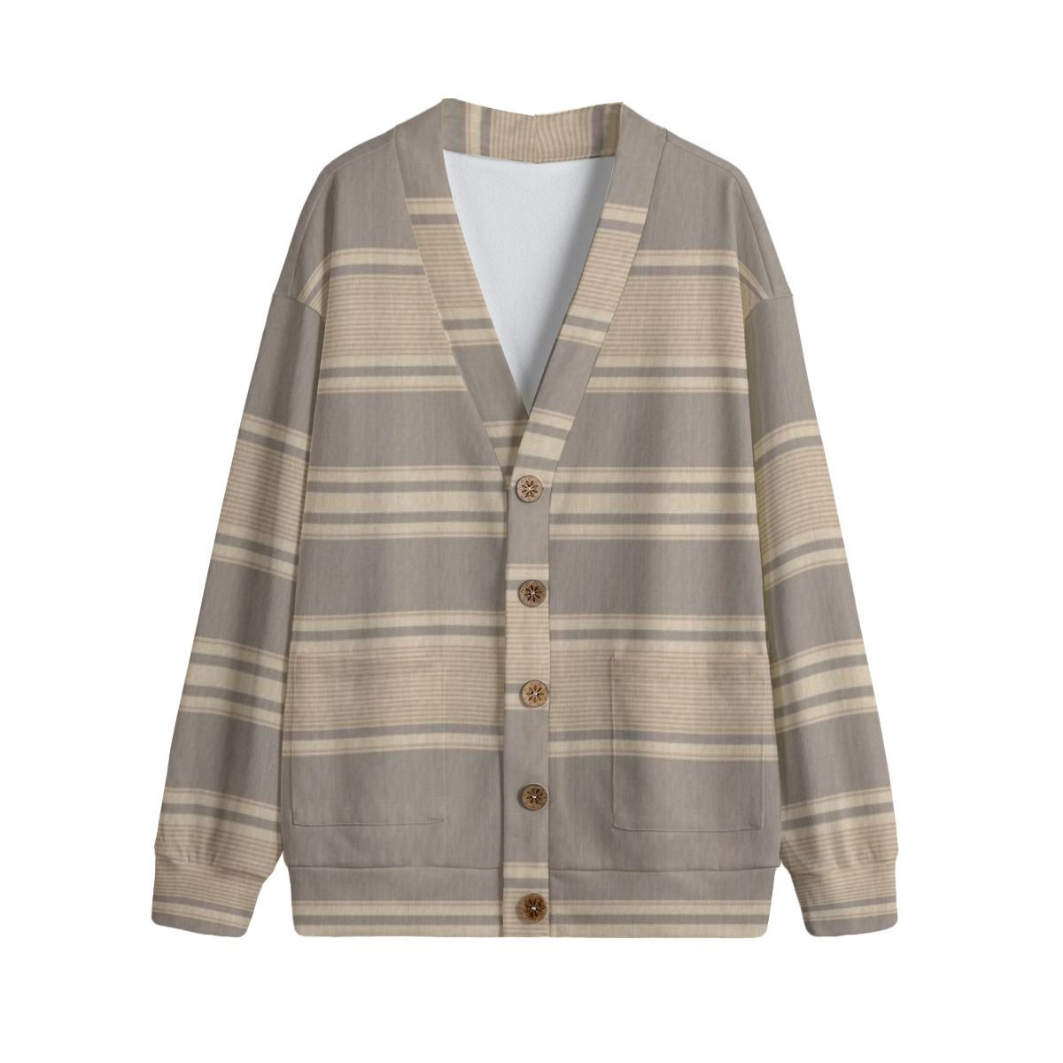 Unisex V-Neck Knitted Fleece Cardigan