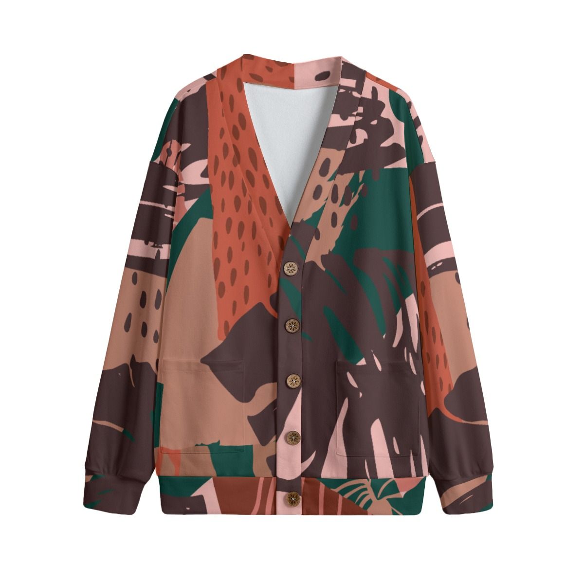 Unisex V-Neck Knitted Fleece Cardigan