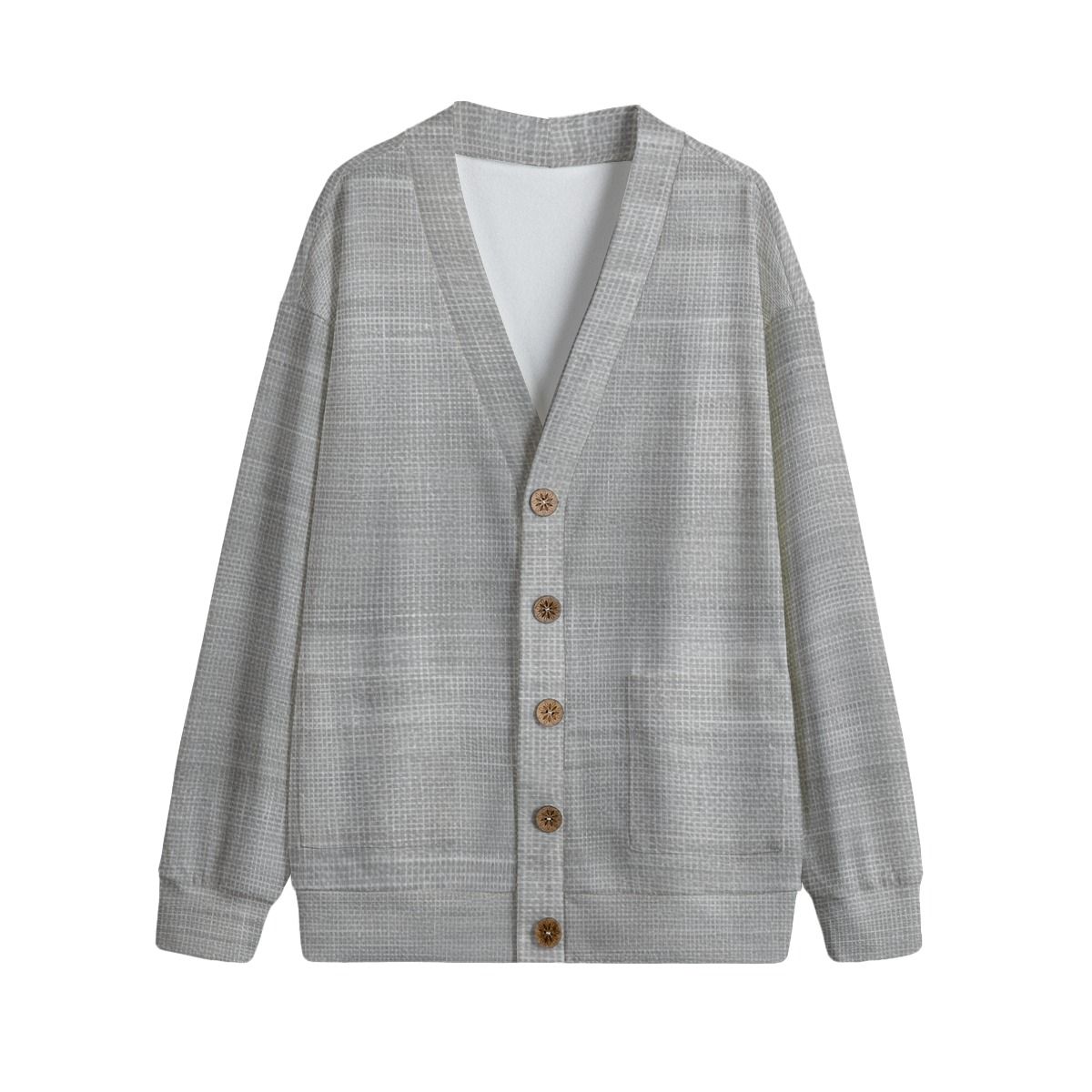 Unisex V-Neck Knitted Fleece Cardigan