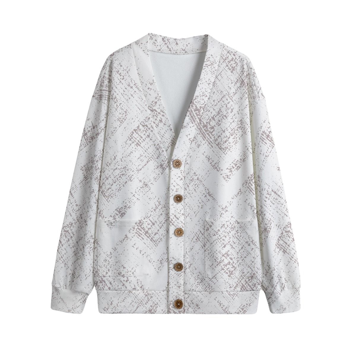 Unisex V-Neck Knitted Fleece Cardigan