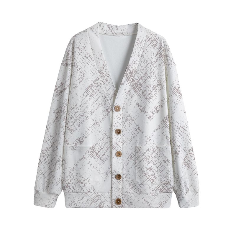 Unisex V-Neck Knitted Fleece Cardigan